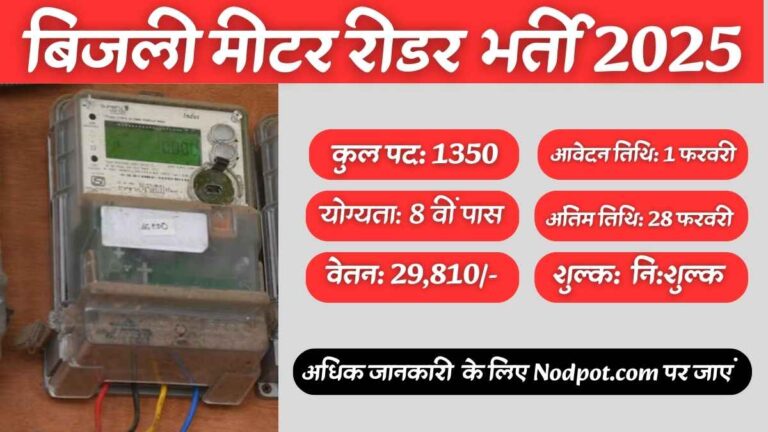 बिजली मीटर रीडर भर्ती 2025: 8वीं पास के लिए सुनहरा अवसर