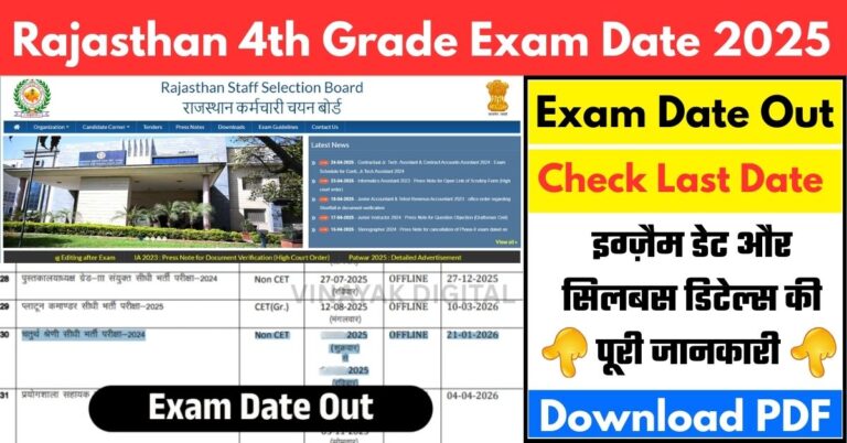 Rajasthan 4th Grade Exam Date 2025: राजस्थान चतुर्थ श्रेणी कर्मचारी एग्जाम डेट 2025 जारी, यहां से चेक करें
