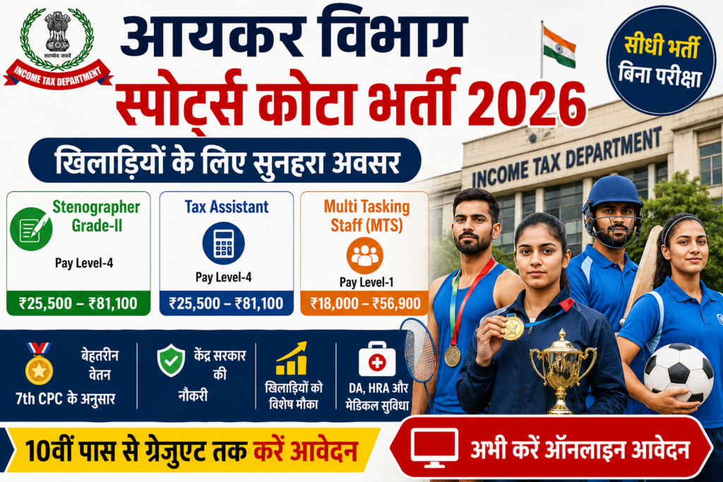 Income Tax Sports Quota Recruitment 2026